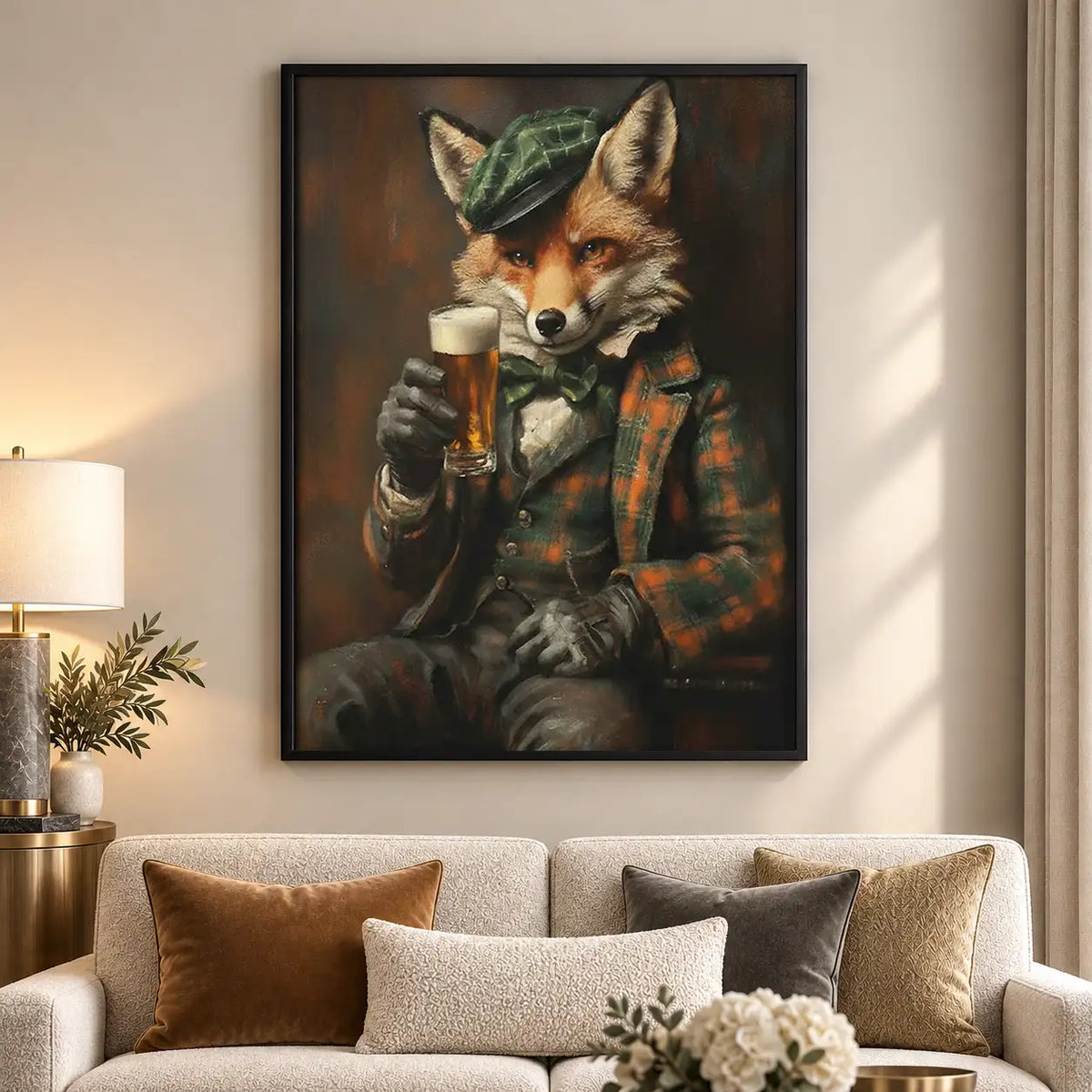 Dapper Fox Drinking Beer Wall Art 5