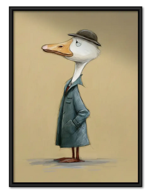 Dapper Goose in Gray Suit Wall Art