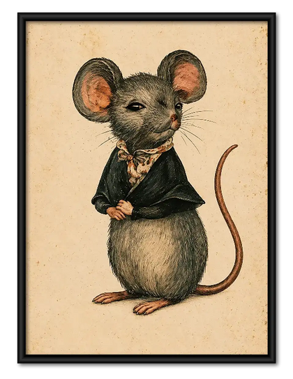 Dapper Mouse in Black Suit Wall Art