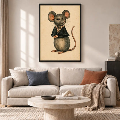 Dapper Mouse in Black Suit Wall Art 2