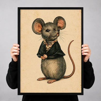 Dapper Mouse in Black Suit Wall Art 3