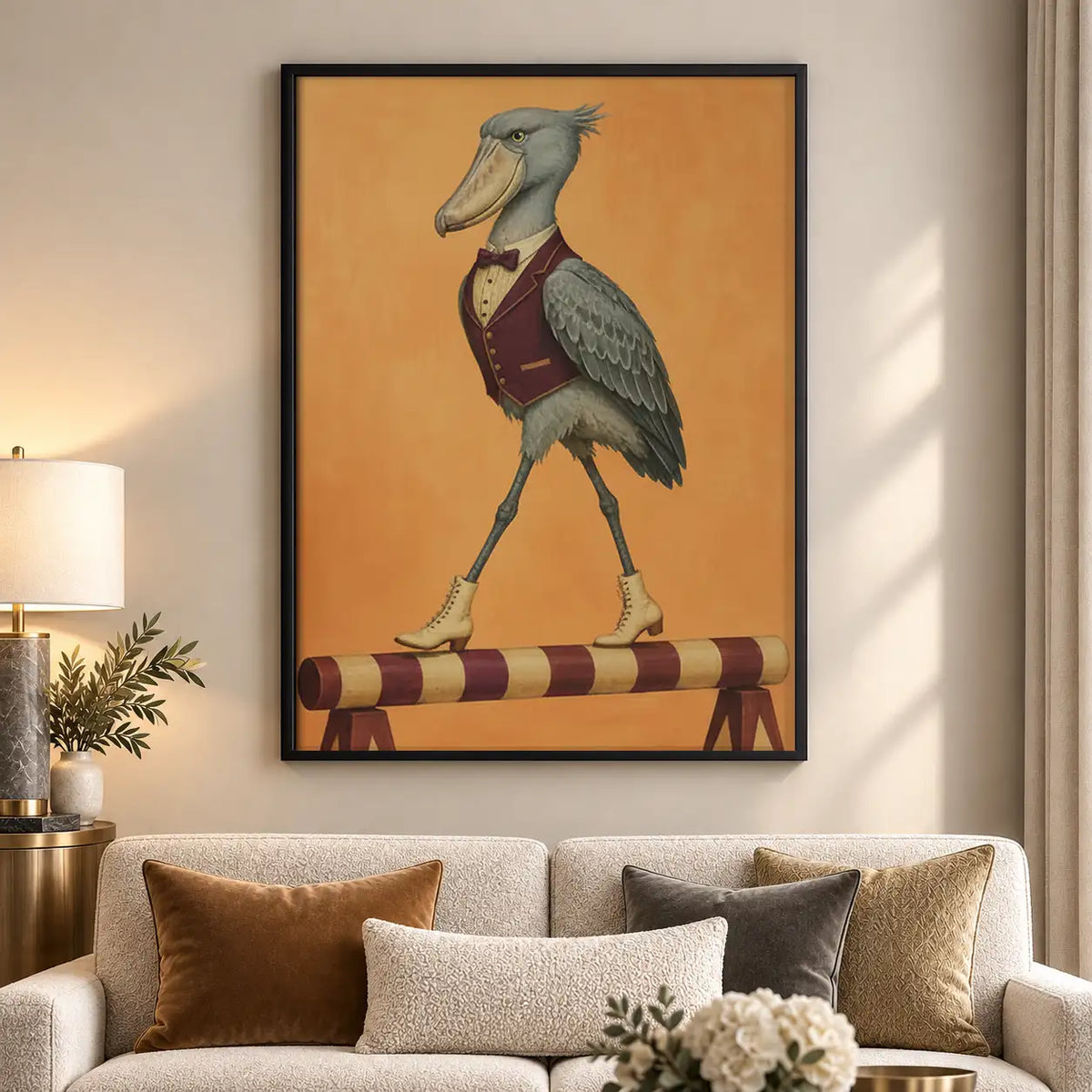 Dapper Pelican in Burgundy Vest Wall Art 5