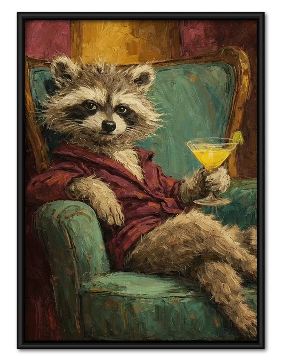 Dapper Raccoon with Martini Wall Art 1