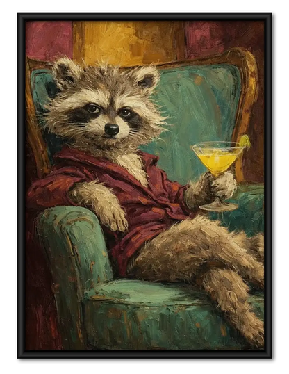 Dapper Raccoon with Martini Wall Art 1
