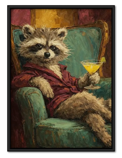 Dapper Raccoon with Martini Wall Art