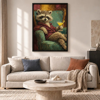 Dapper Raccoon with Martini Wall Art 2