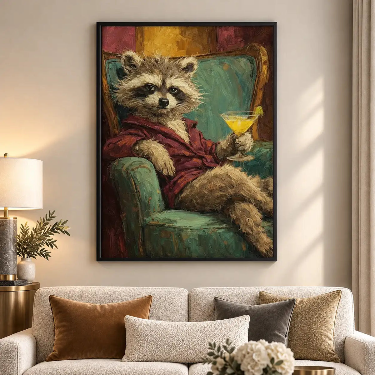 Dapper Raccoon with Martini Wall Art 5