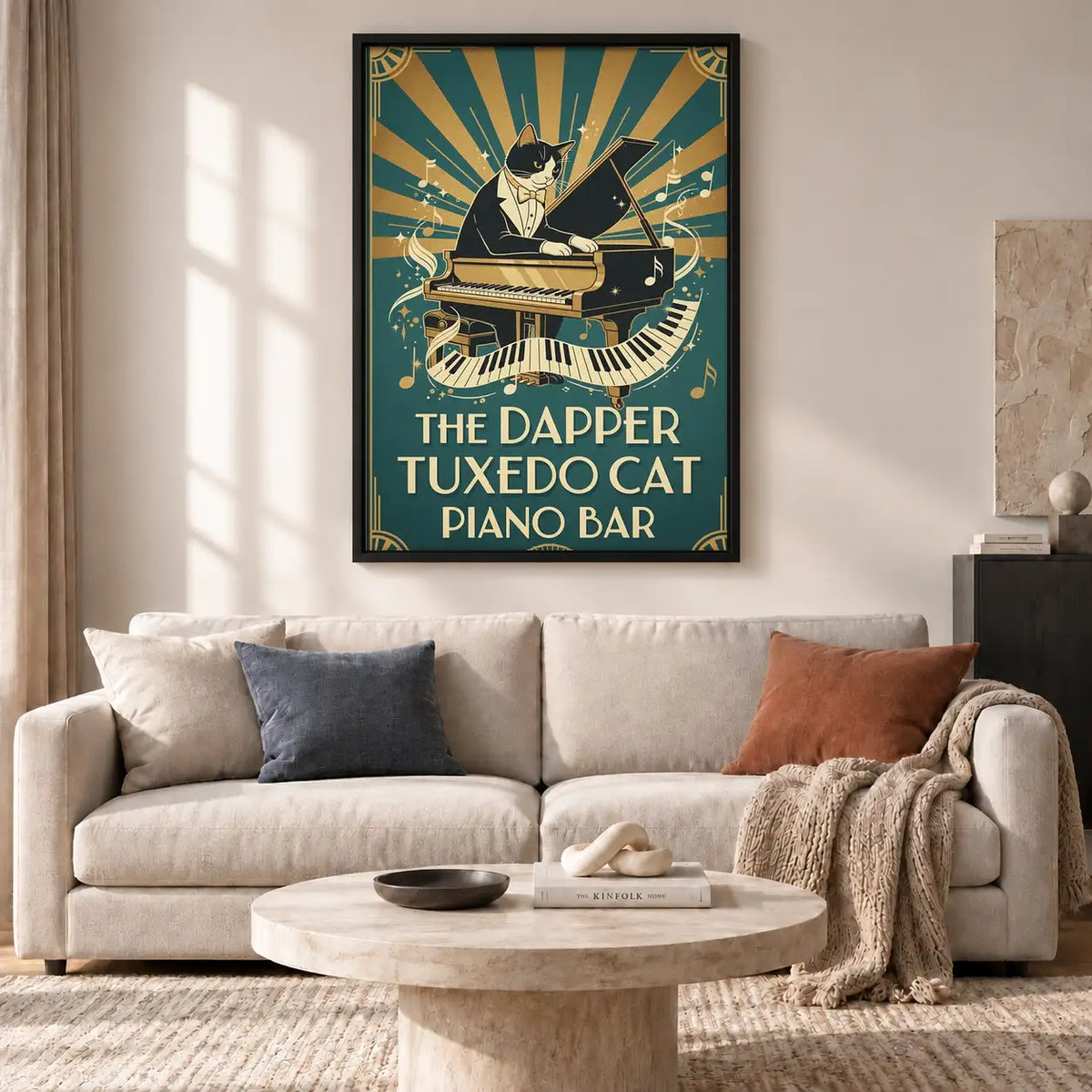 Dapper Tuxedo Cat Piano Bar Wall Art 2