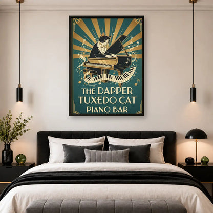 Dapper Tuxedo Cat Piano Bar Wall Art 4