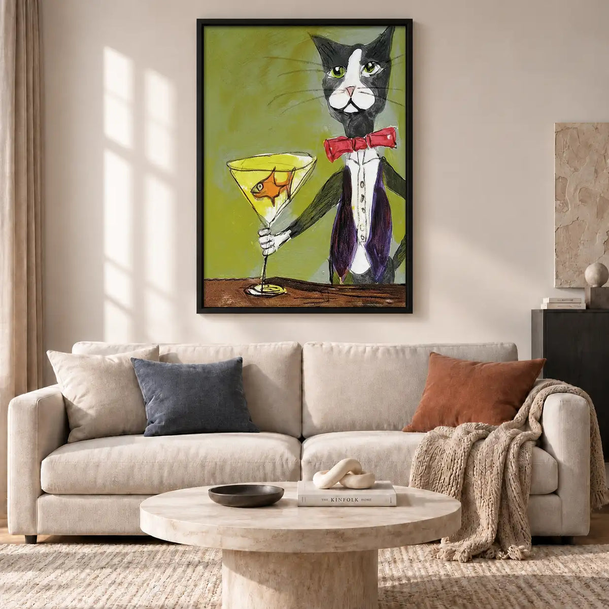 Dapper Tuxedo Cat with Martini Wall Art 2
