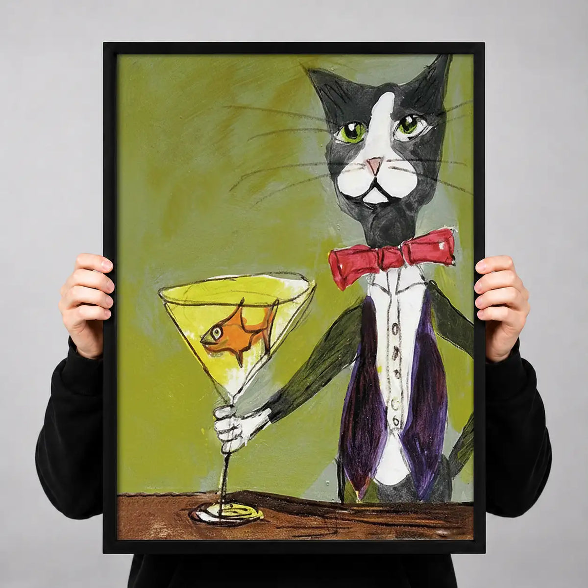 Dapper Tuxedo Cat with Martini Wall Art 3