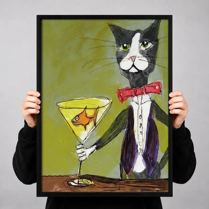Dapper Tuxedo Cat with Martini Wall Art 3