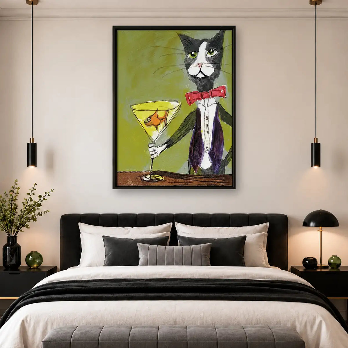 Dapper Tuxedo Cat with Martini Wall Art 4