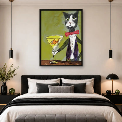 Dapper Tuxedo Cat with Martini Wall Art 4