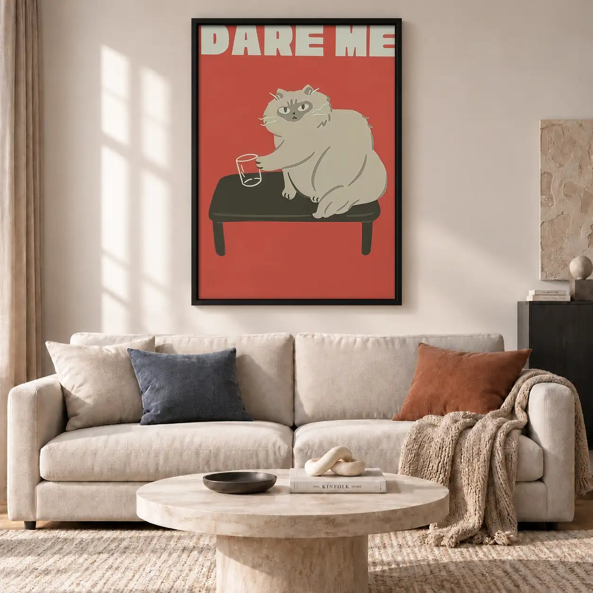 Dare Me White Cat Poster Wall Art 2