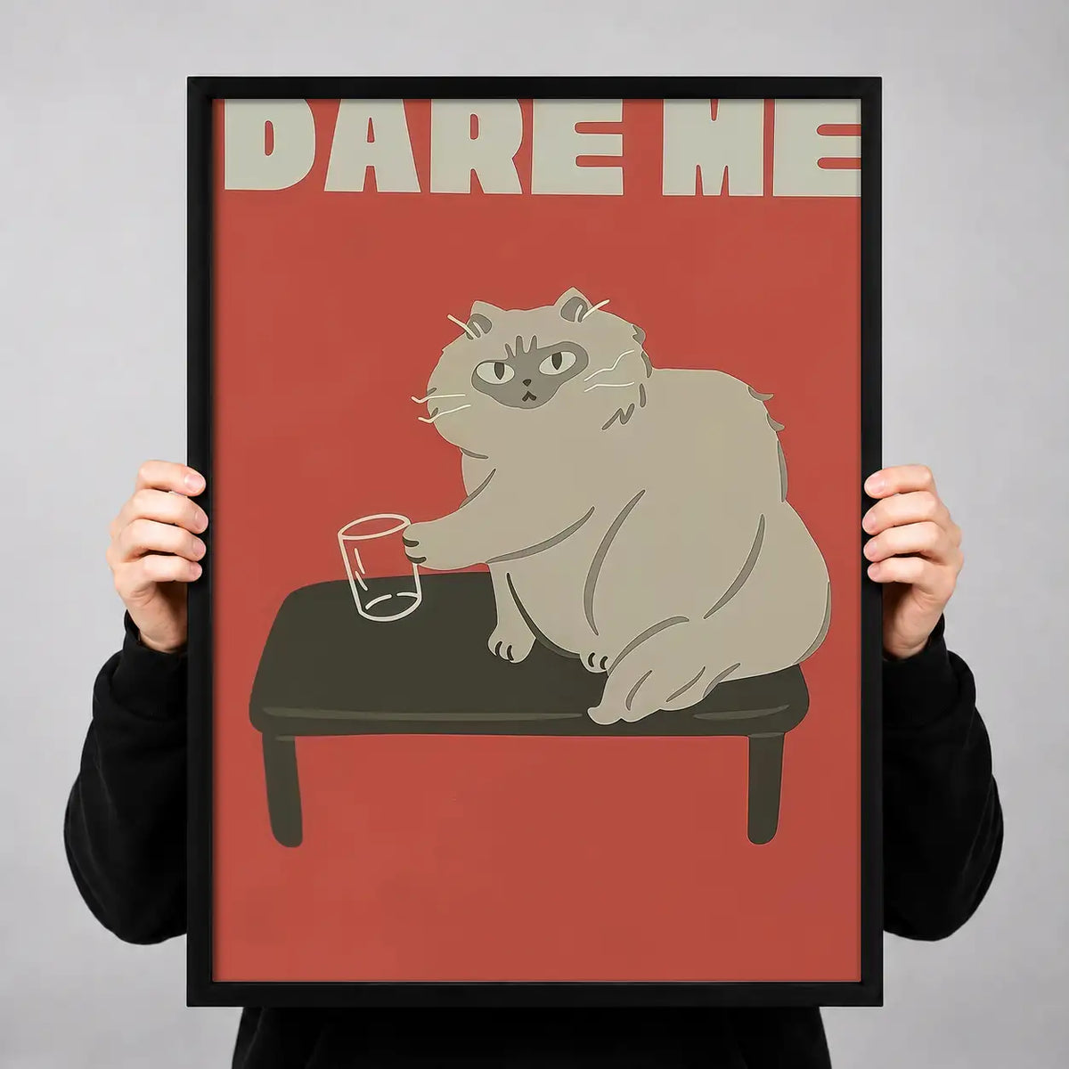 Dare Me White Cat Poster Wall Art 3
