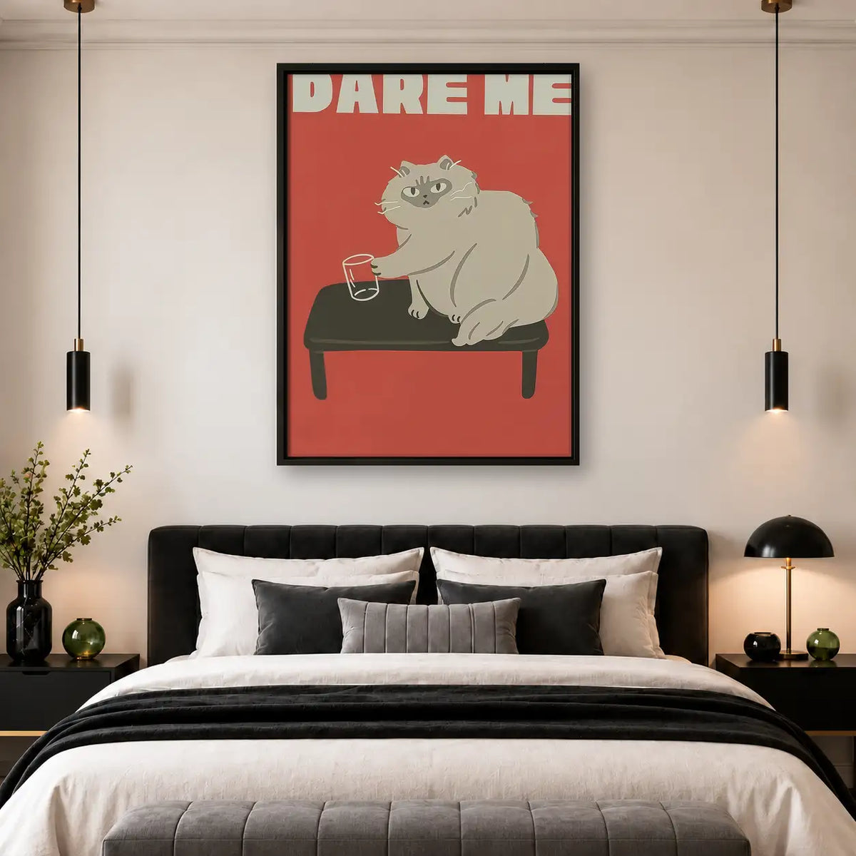 Dare Me White Cat Poster Wall Art 4