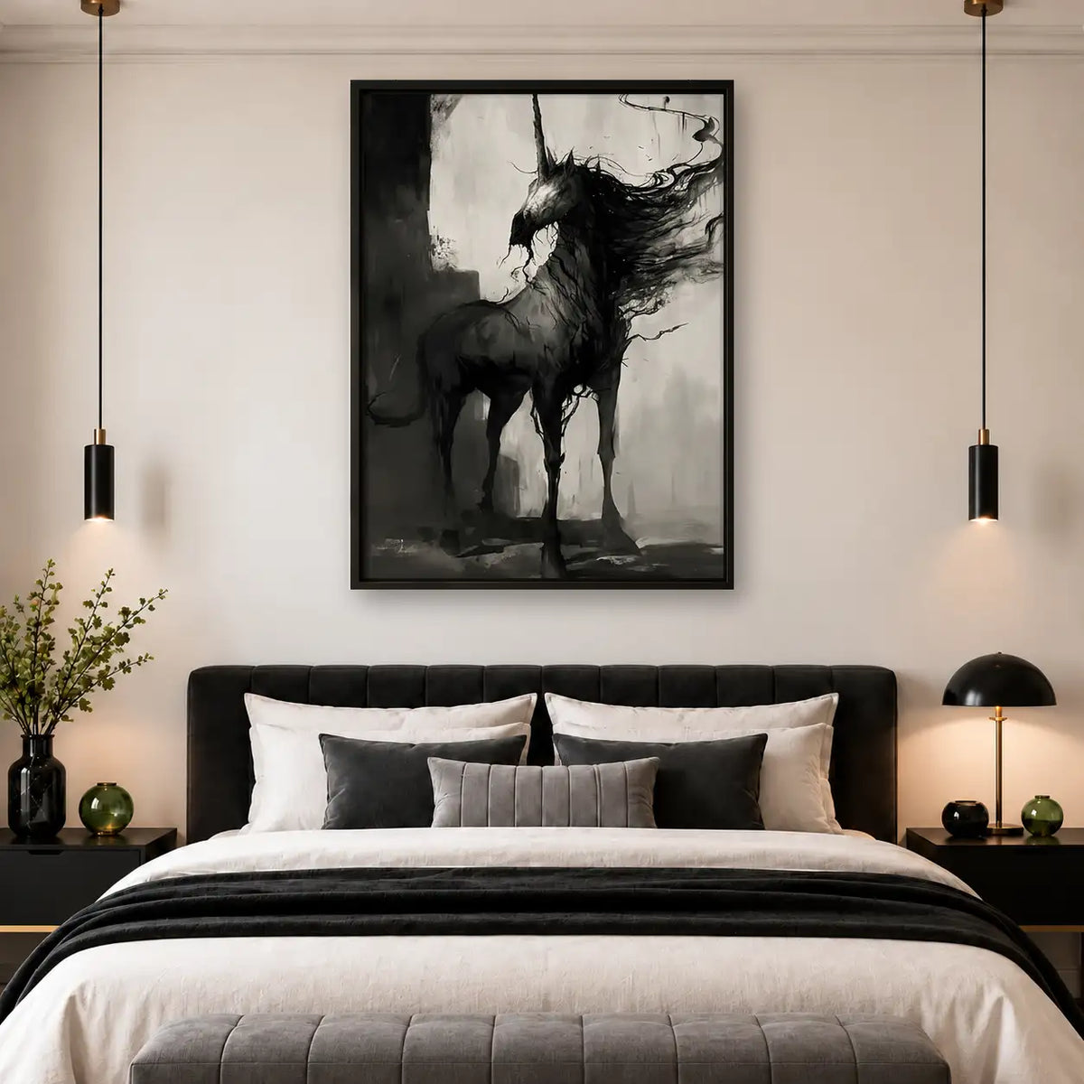 Dark Wild Horse Portrait Wall Art 4