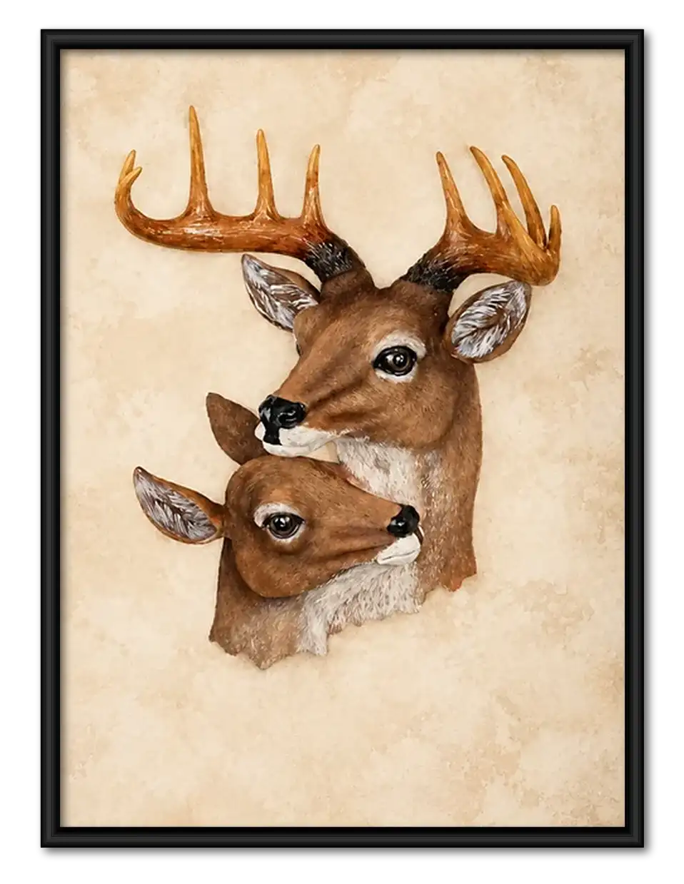 Deer and Fawn Portrait Wall Art 1