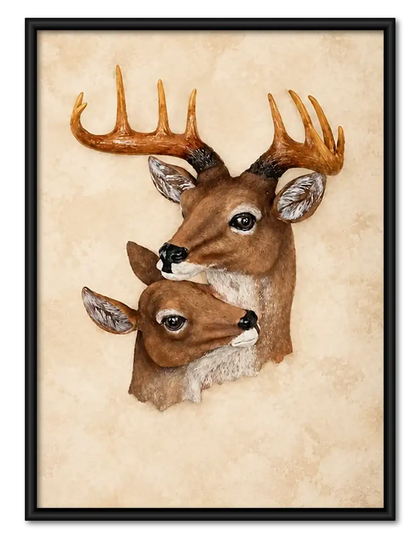Deer and Fawn Portrait Wall Art