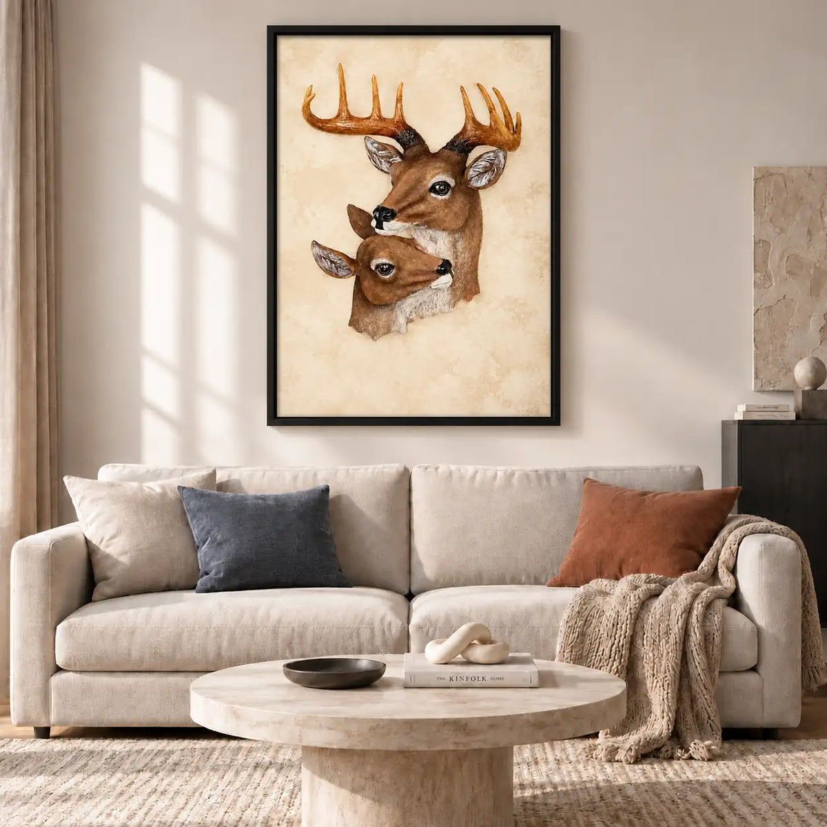 Deer and Fawn Portrait Wall Art 2