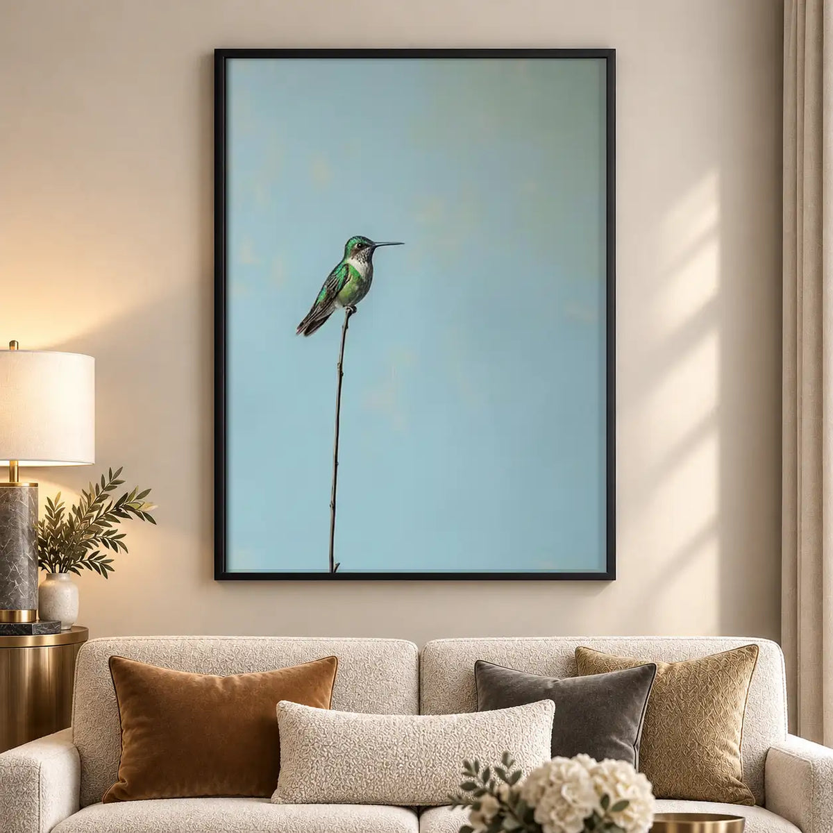 Delicate Hummingbird on Thin Stem Wall Art 5