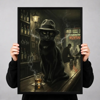 Detective Black Cat at the Bar Wall Art 3