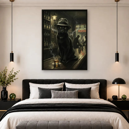 Detective Black Cat at the Bar Wall Art 4