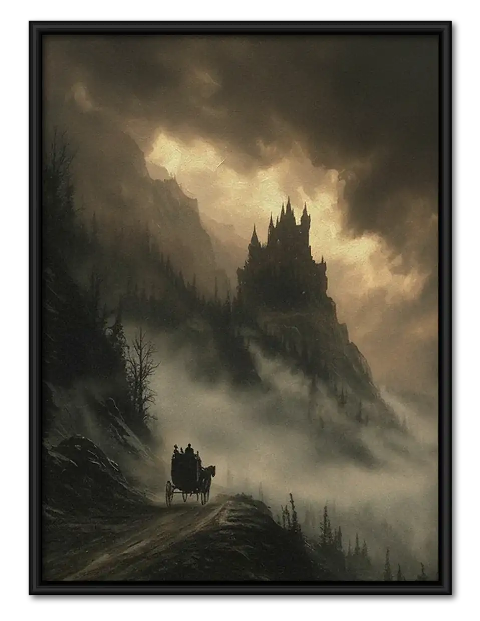 Distant Castle in Stormy Mountains Wall Art 1