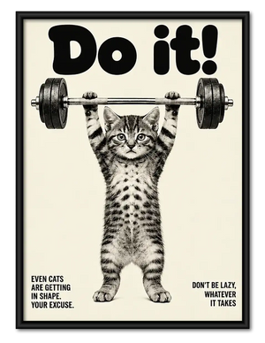 Do It Weightlifting Cat Wall Art
