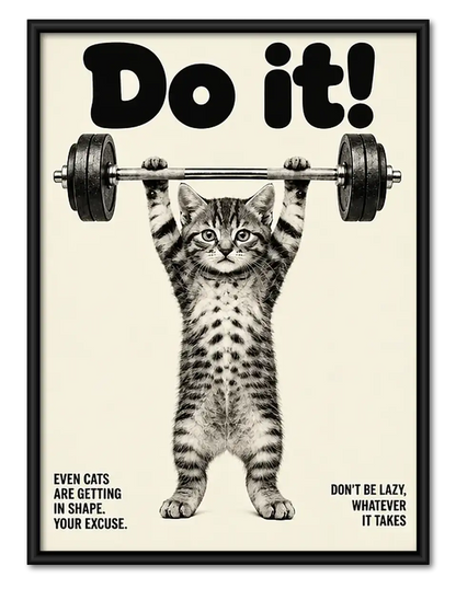 Do It Weightlifting Cat Wall Art 1
