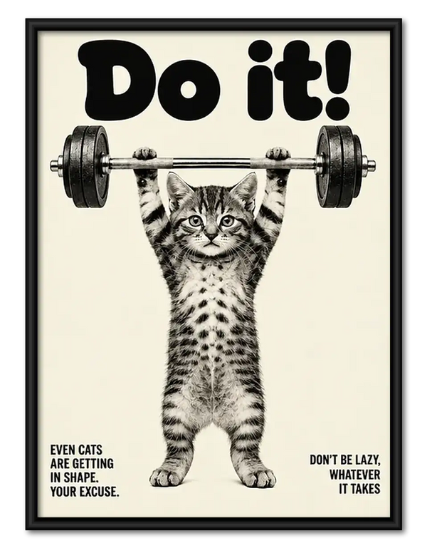 Do It Weightlifting Cat Wall Art