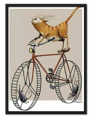 Dog Balancing on Vintage Bicycle Wall Art