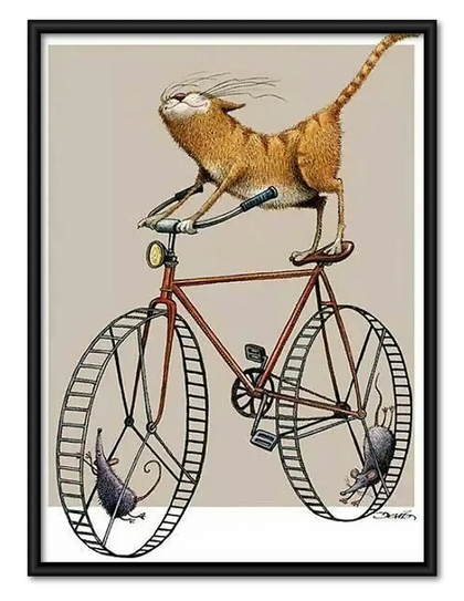 Dog Balancing on Vintage Bicycle Wall Art