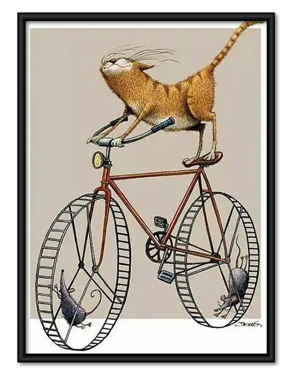Dog Balancing on Vintage Bicycle Wall Art