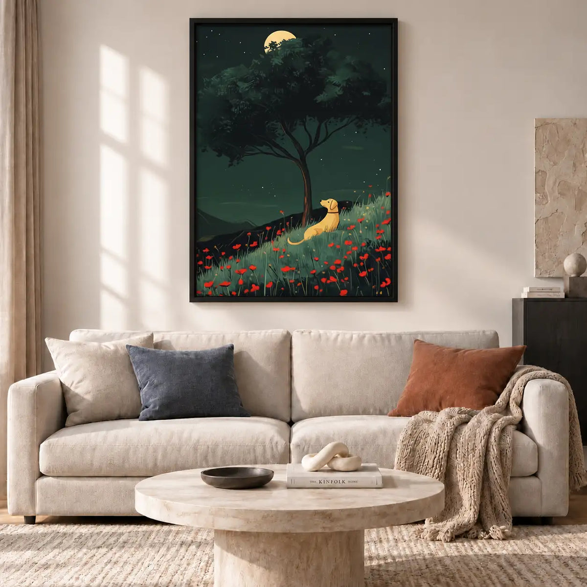 Dog beneath Moonlit Tree Wall Art 2