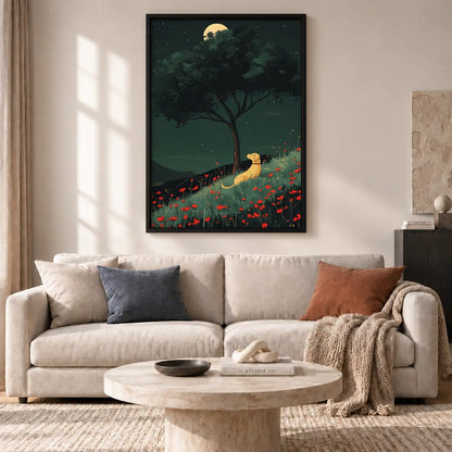 Dog beneath Moonlit Tree Wall Art 2