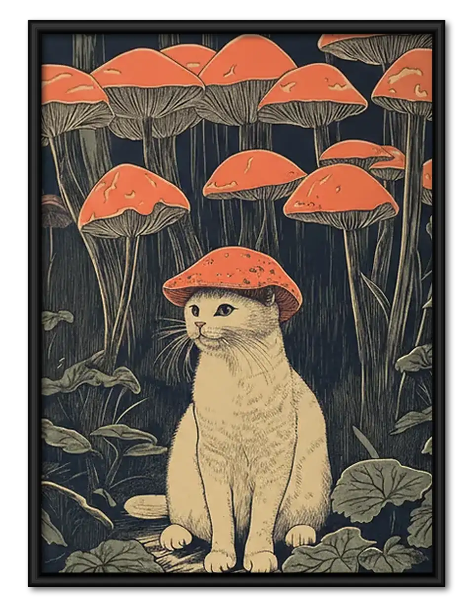 Dog beneath Orange Umbrellas Wall Art 1