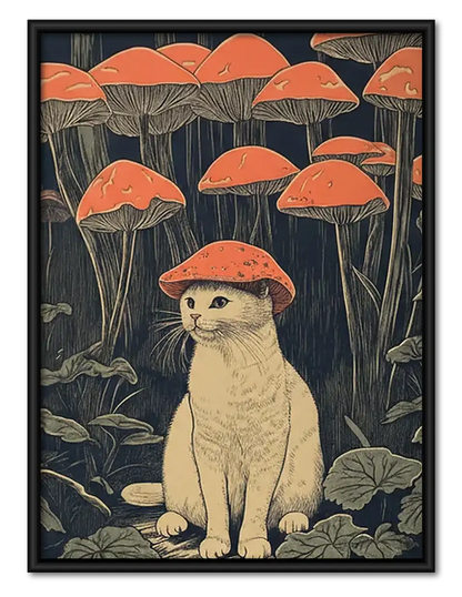 Dog beneath Orange Umbrellas Wall Art 1