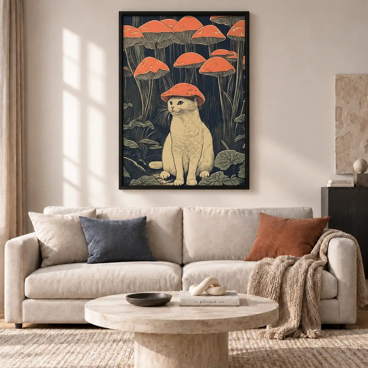 Dog beneath Orange Umbrellas Wall Art 2