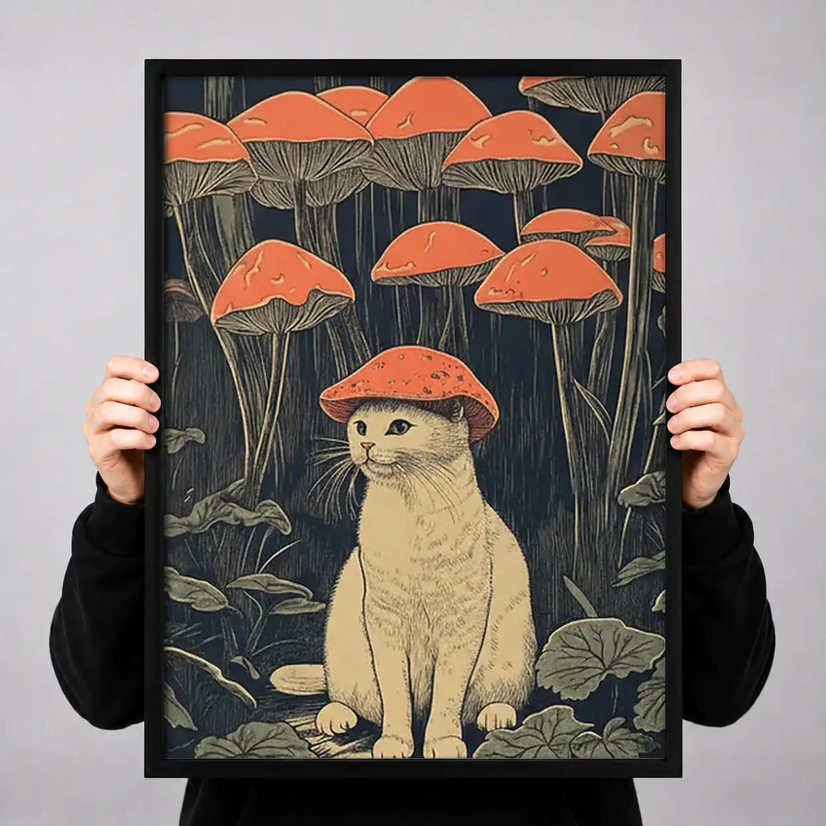 Dog beneath Orange Umbrellas Wall Art 3