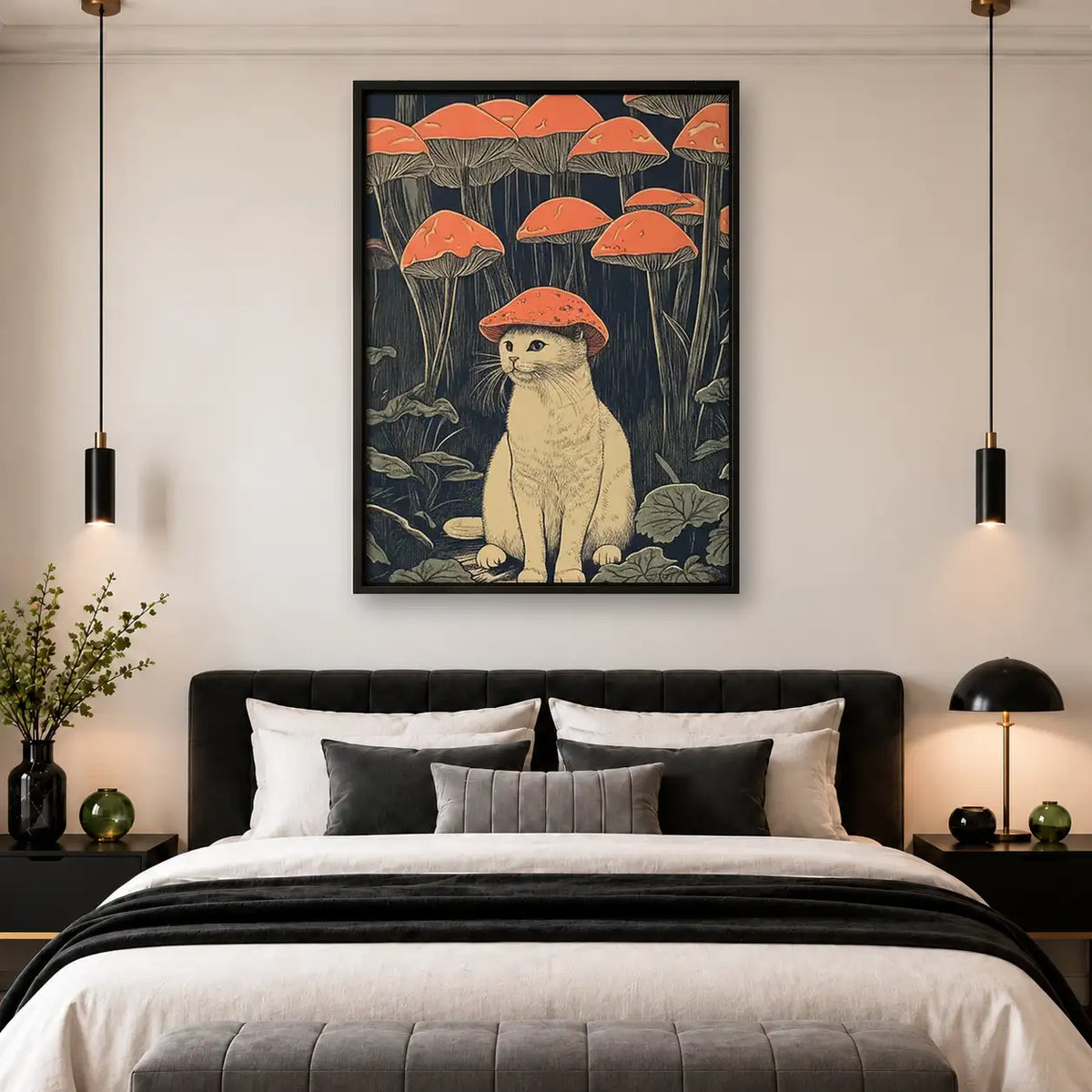 Dog beneath Orange Umbrellas Wall Art 4