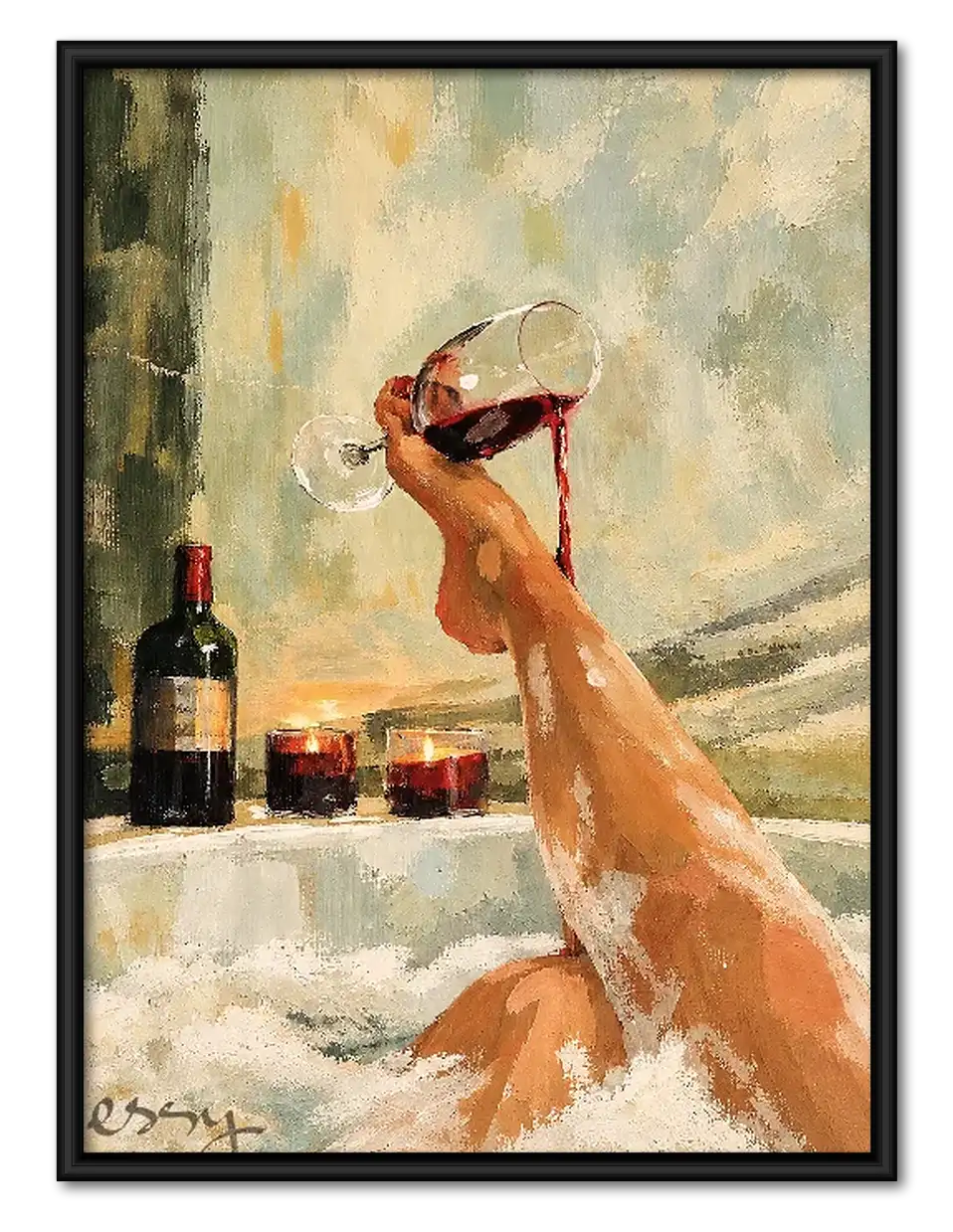 Dog Drinking Red Wine at Dinner Wall Art 1