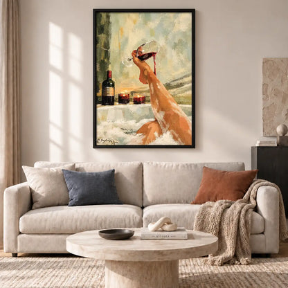 Dog Drinking Red Wine at Dinner Wall Art 2