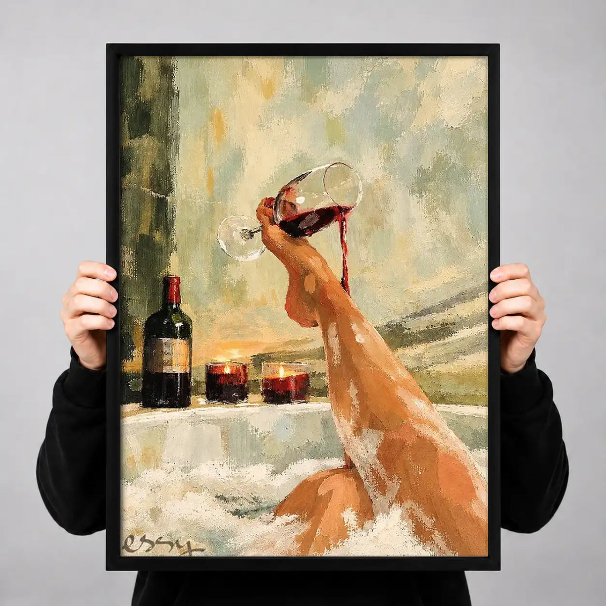 Dog Drinking Red Wine at Dinner Wall Art 3