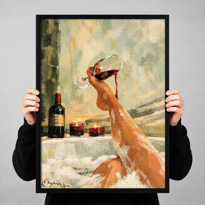 Dog Drinking Red Wine at Dinner Wall Art 3