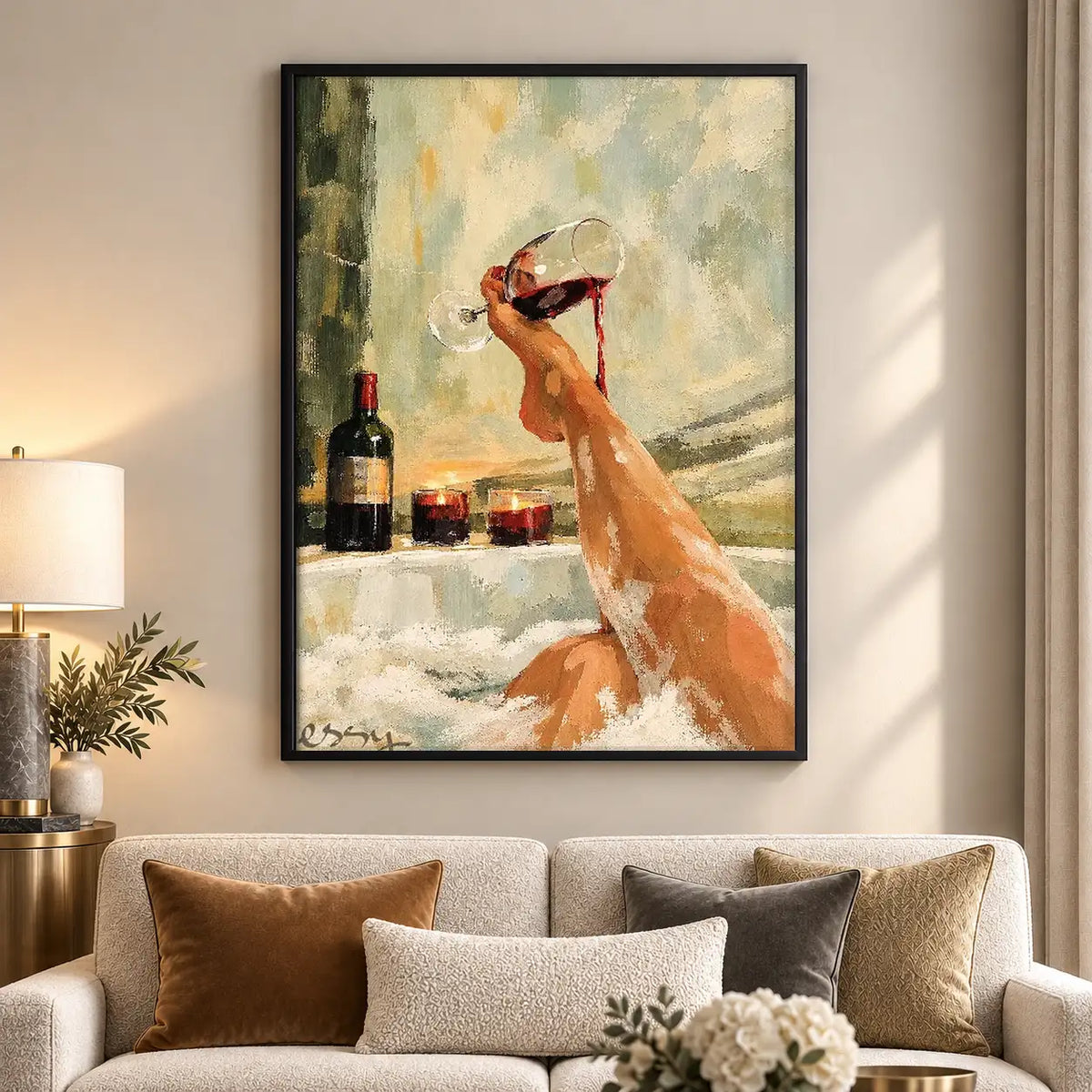 Dog Drinking Red Wine at Dinner Wall Art 5