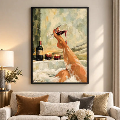 Dog Drinking Red Wine at Dinner Wall Art 5