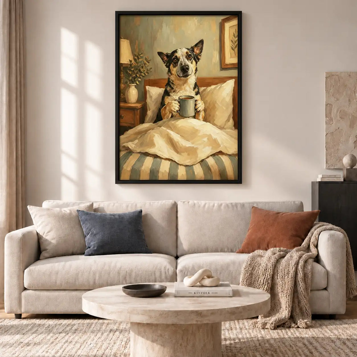 Dog Enjoying Breakfast in Bed Wall Art 2