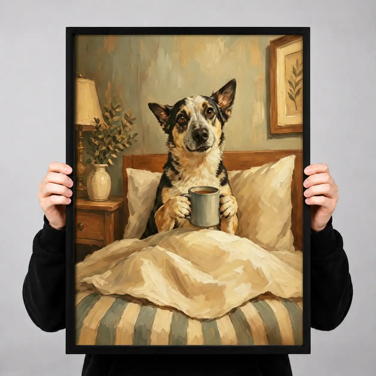 Dog Enjoying Breakfast in Bed Wall Art 3